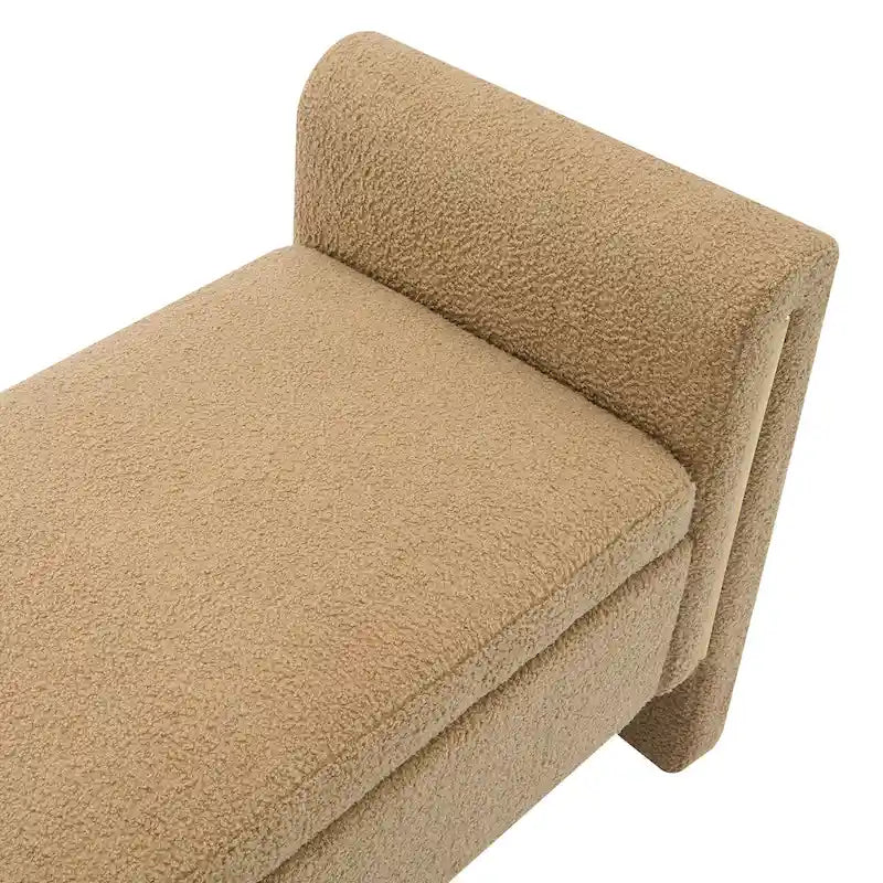 Panca moderna Teddy con braccioli e contenitore, poggiapiedi grande imbottito, comoda panca da finestra per toeletta