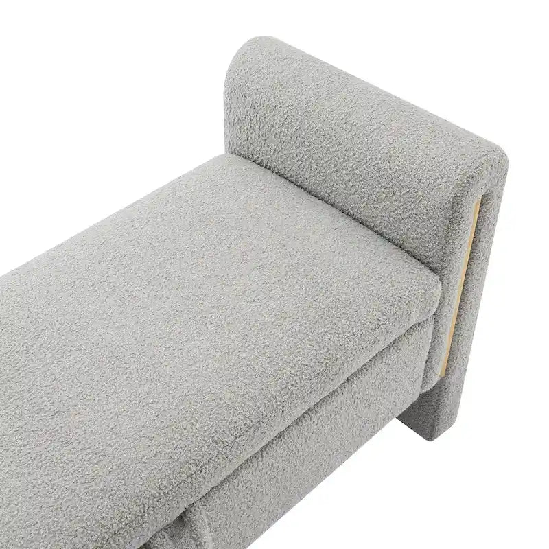 Panca moderna Teddy con braccioli e contenitore, poggiapiedi grande imbottito, comoda panca da finestra per toeletta