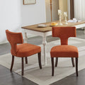 Set di 2 sedie da pranzo moderne, sedie imbottite in tessuto di lino con schienale curvo e struttura in legno di gomma per la cucina