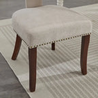 Set di 2 sedie da pranzo moderne, sedie imbottite in tessuto di lino con schienale curvo e struttura in legno di gomma per la cucina