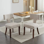 Set di 2 sedie da pranzo moderne, sedie imbottite in tessuto di lino con schienale curvo e struttura in legno di gomma per la cucina