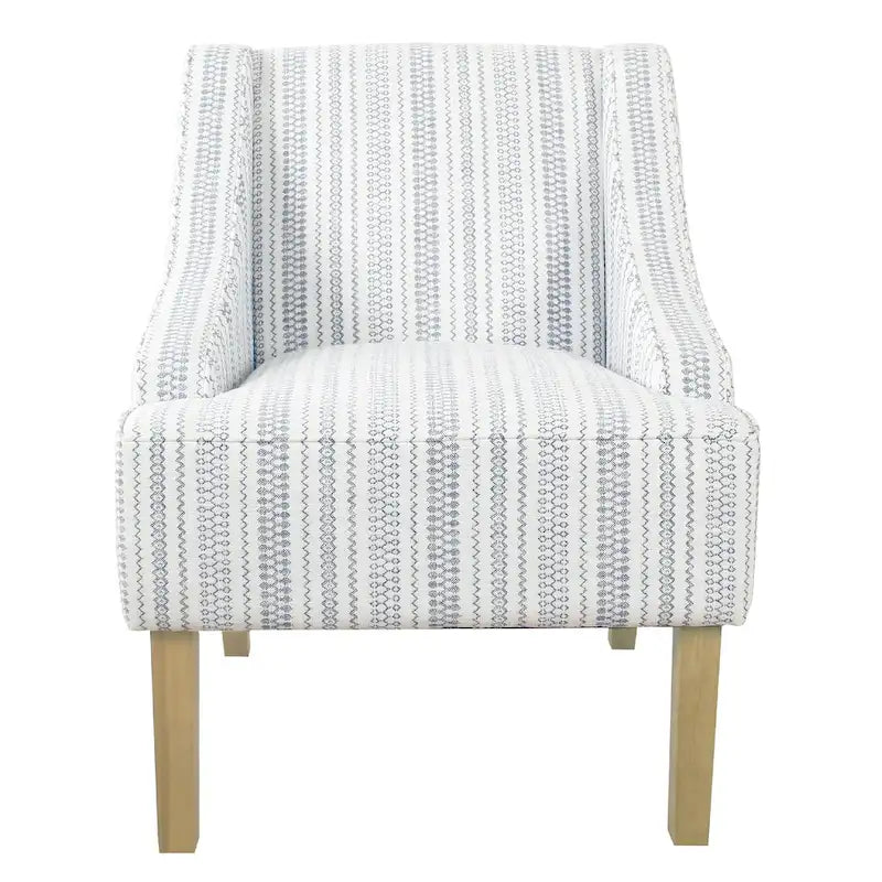 Poltroncina Yolu, stampa a righe stile rustico, poliestere blu e bianco
