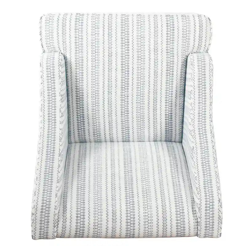 Poltroncina Yolu, stampa a righe stile rustico, poliestere blu e bianco