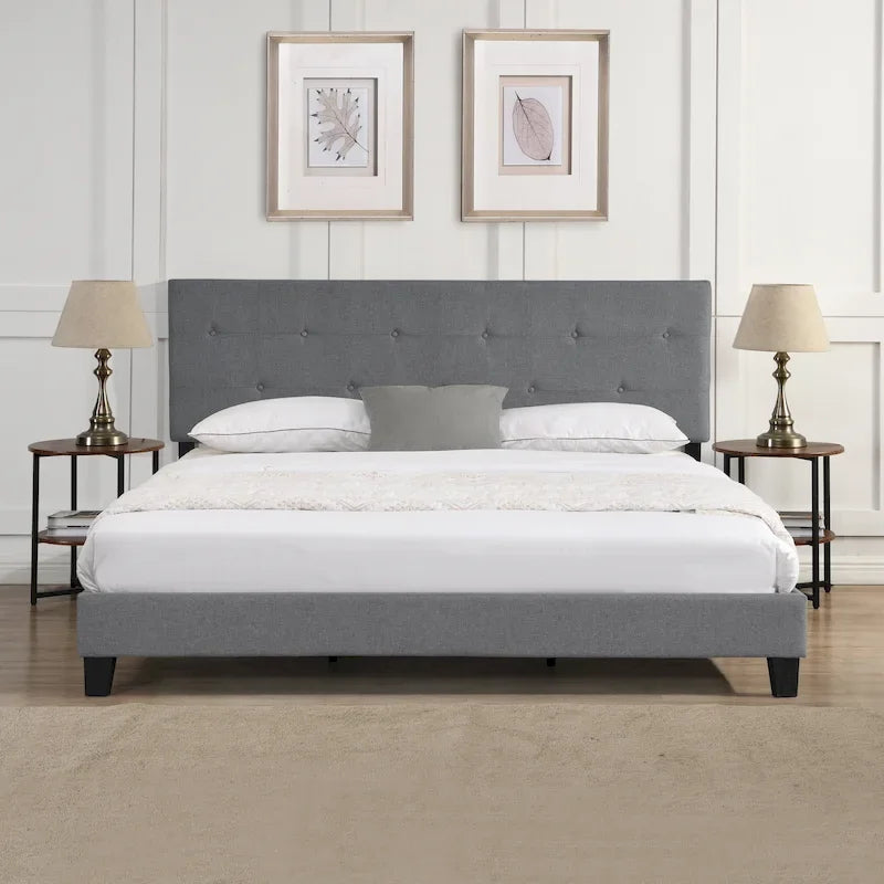 Letto Queen Size Imbottito con Testiera Trapuntata