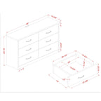 Cassettiera in noce a 6 cassetti larga 56 pollici Greer Rustic con porte USB di Furniture of America