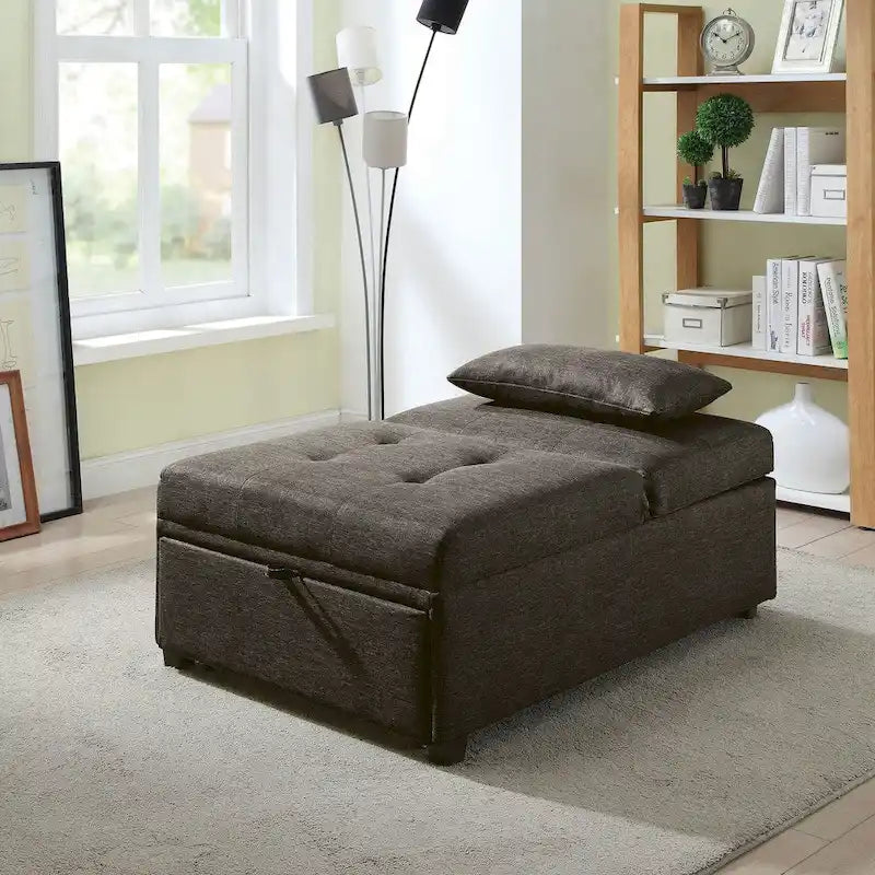 Jave Divano Letto Futon Convertibile Imbottito in Tessuto Contemporaneo di Furniture of America
