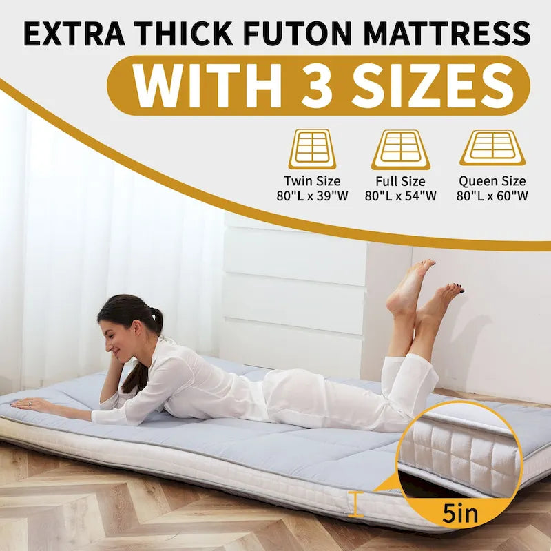 Materasso Futon giapponese DoCred arrotolabile con borsa portaoggetti
