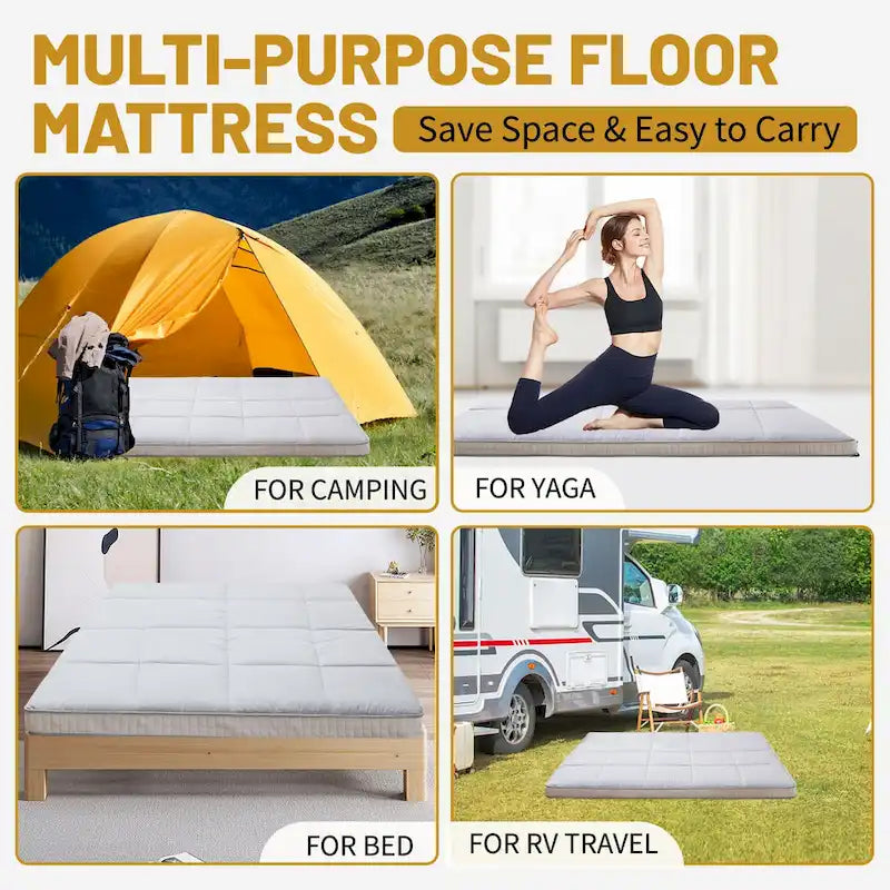 Materasso Futon giapponese DoCred arrotolabile con borsa portaoggetti