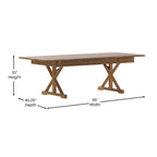 Tavolo da pranzo rettangolare pieghevole in pino massello rustico antico 2,4 m x 1,2 m
