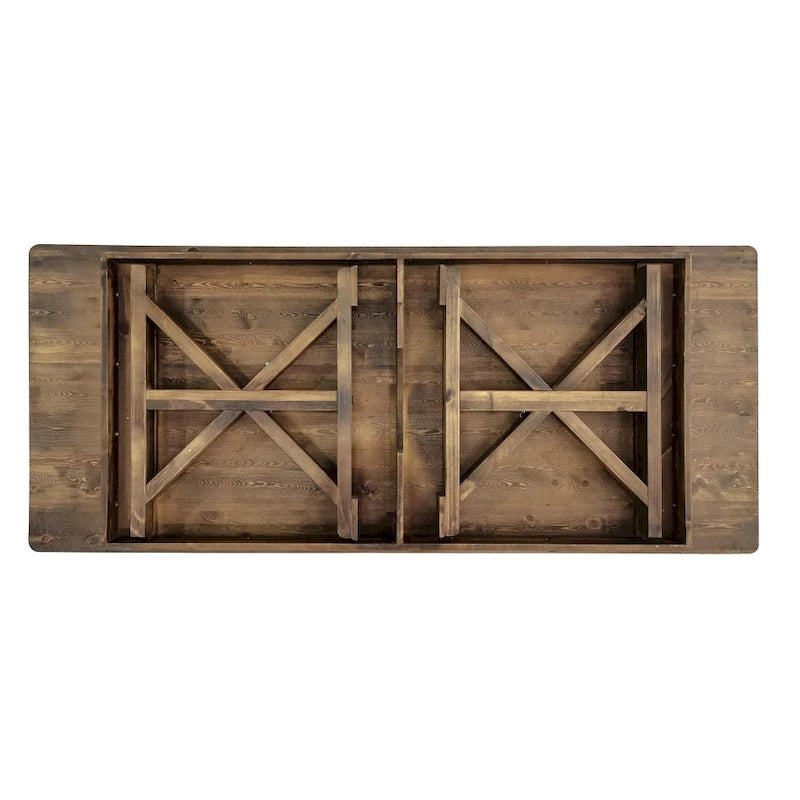 Tavolo da pranzo rettangolare pieghevole in pino massello rustico antico 2,4 m x 1,2 m