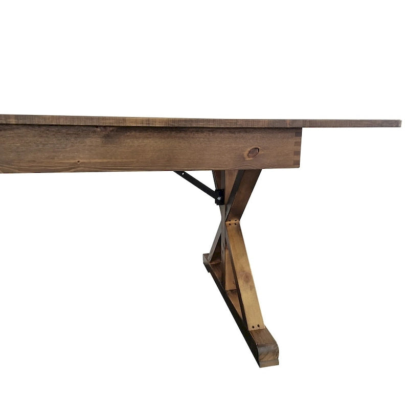 Tavolo da pranzo rettangolare pieghevole in pino massello rustico antico 2,4 m x 1,2 m