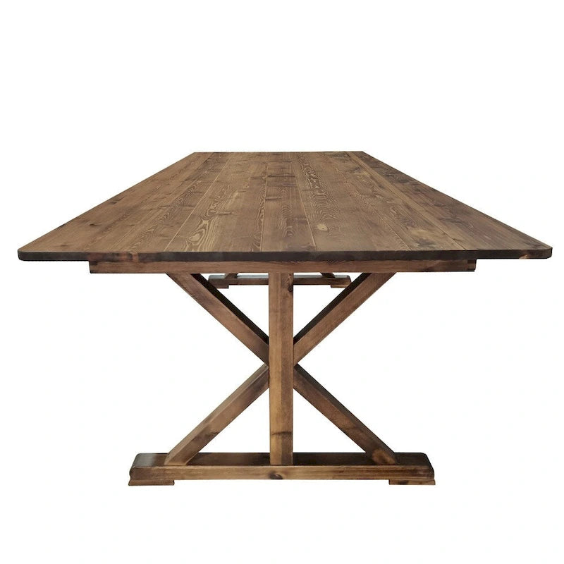 Tavolo da pranzo rettangolare pieghevole in pino massello rustico antico 2,4 m x 1,2 m