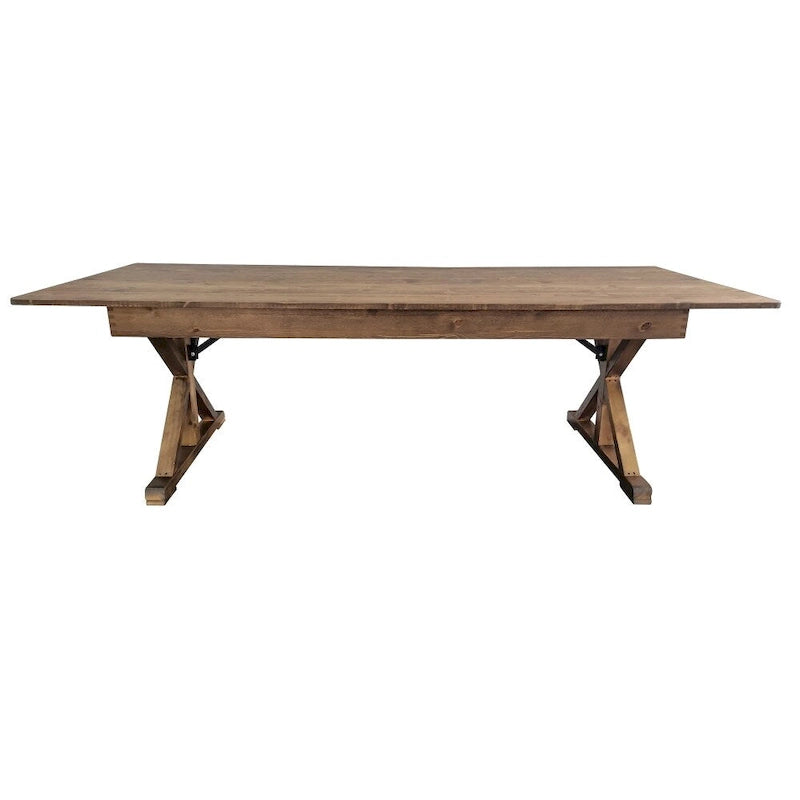 Tavolo da pranzo rettangolare pieghevole in pino massello rustico antico 2,4 m x 1,2 m
