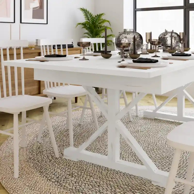 Tavolo da pranzo rettangolare pieghevole in pino massello rustico antico 2,4 m x 1,2 m