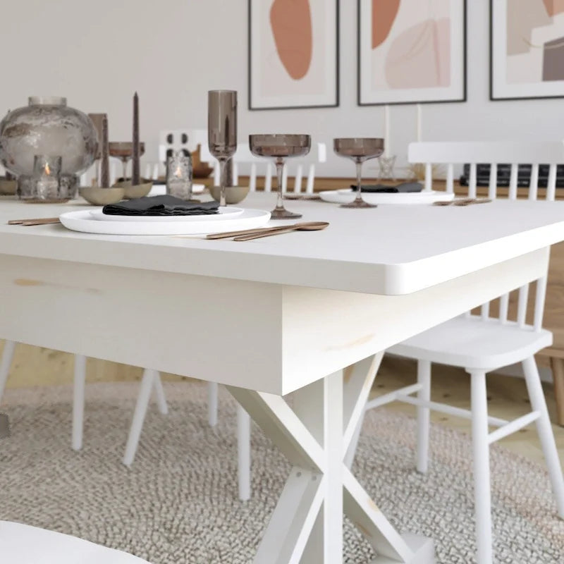 Tavolo da pranzo rettangolare pieghevole in pino massello rustico antico 2,4 m x 1,2 m