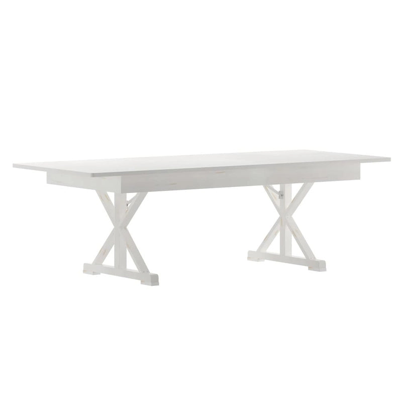 Tavolo da pranzo rettangolare pieghevole in pino massello rustico antico 2,4 m x 1,2 m