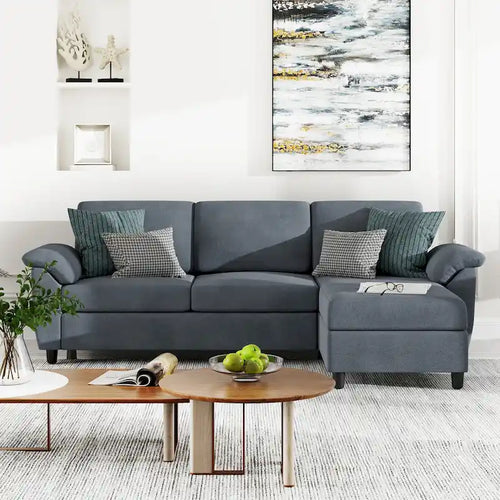 Futzca Sectional Sofa Couch, 3 Seat L Shaped Sofa with Removable Pillows