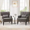 Set di 2 poltrone imbottite con bottoni trapuntati e cuscino lombare Beige/ Grigio/ Azzurro