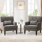 Set di 2 poltrone imbottite con bottoni trapuntati e cuscino lombare Beige/ Grigio/ Azzurro