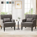 Set di 2 poltrone imbottite con bottoni trapuntati e cuscino lombare Beige/ Grigio/ Azzurro