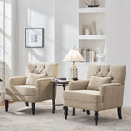 Set di 2 poltrone imbottite con bottoni trapuntati e cuscino lombare Beige/ Grigio/ Azzurro