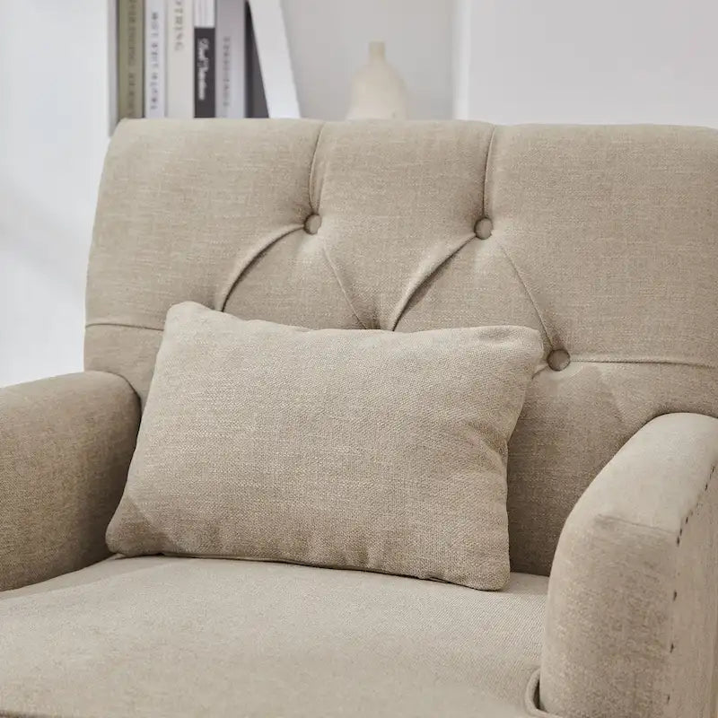 Set di 2 poltrone imbottite con bottoni trapuntati e cuscino lombare Beige/ Grigio/ Azzurro