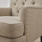 Set di 2 poltrone imbottite con bottoni trapuntati e cuscino lombare Beige/ Grigio/ Azzurro
