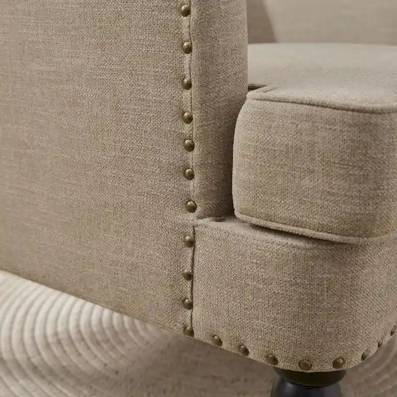 Set di 2 poltrone imbottite con bottoni trapuntati e cuscino lombare Beige/ Grigio/ Azzurro
