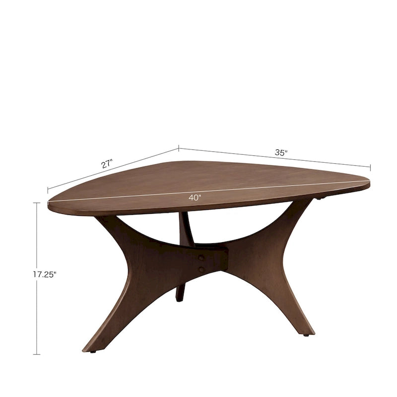 Tavolino da Caffè in Legno Triangolare – Tavolo Centrale Moderno Geometrico per Soggiorno
