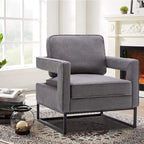 Poltrona moderna con braccioli, poltrona imbottita in stile Mid-Century per soggiorno