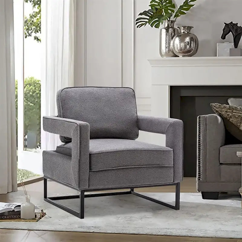 Poltrona moderna con braccioli, poltrona imbottita in stile Mid-Century per soggiorno