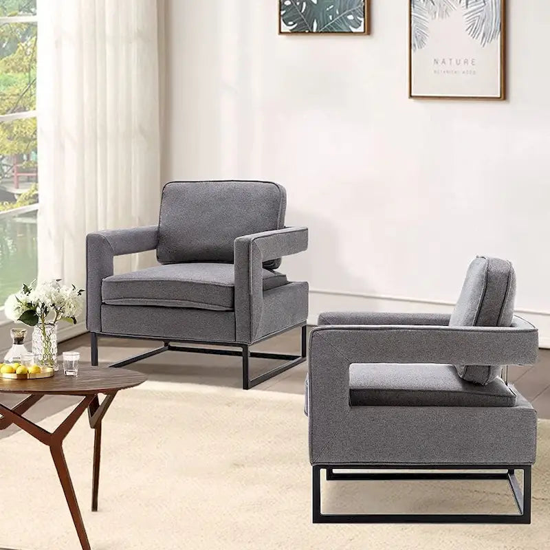Poltrona moderna con braccioli, poltrona imbottita in stile Mid-Century per soggiorno
