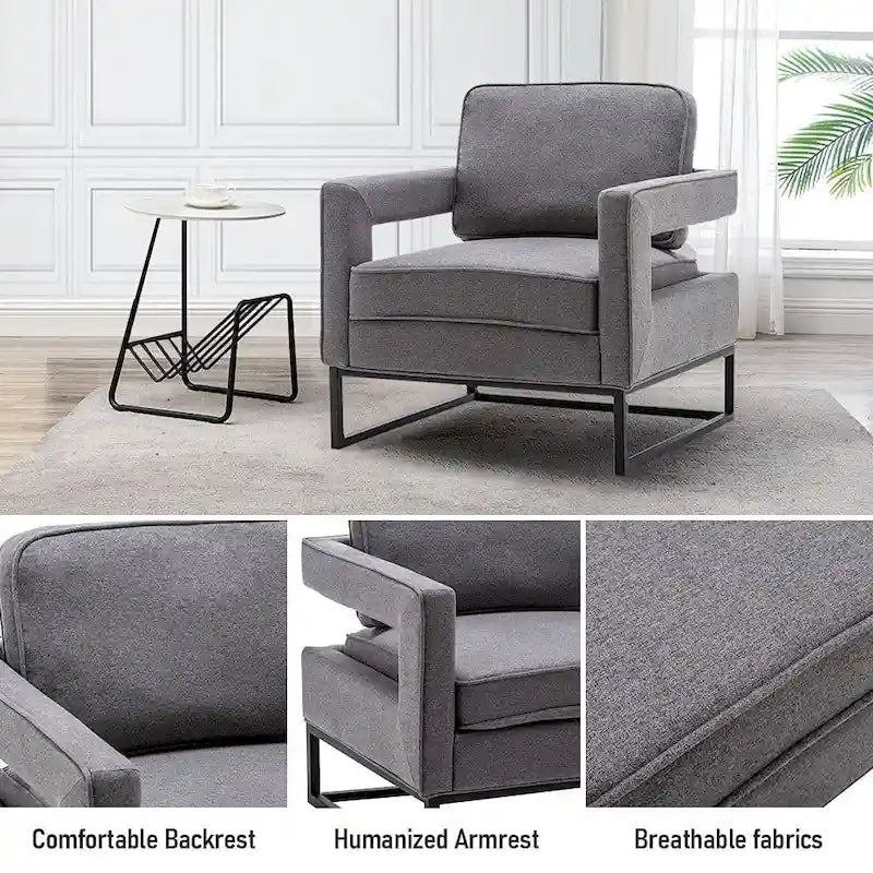 Poltrona moderna con braccioli, poltrona imbottita in stile Mid-Century per soggiorno
