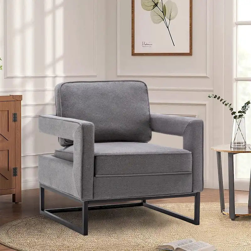 Poltrona moderna con braccioli, poltrona imbottita in stile Mid-Century per soggiorno