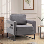 Poltrona moderna con braccioli, poltrona imbottita in stile Mid-Century per soggiorno