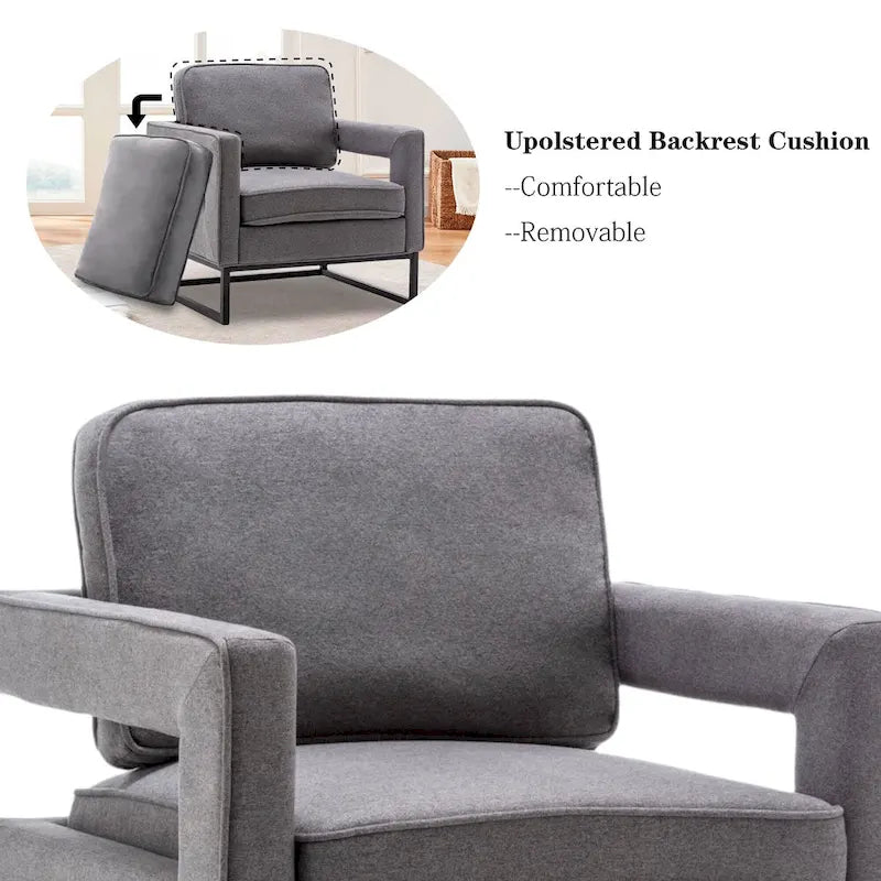 Poltrona moderna con braccioli, poltrona imbottita in stile Mid-Century per soggiorno