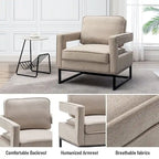 Poltrona moderna con braccioli, poltrona imbottita in stile Mid-Century per soggiorno