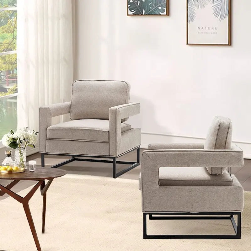 Poltrona moderna con braccioli, poltrona imbottita in stile Mid-Century per soggiorno
