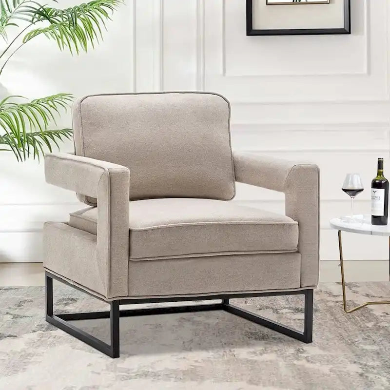 Poltrona moderna con braccioli, poltrona imbottita in stile Mid-Century per soggiorno