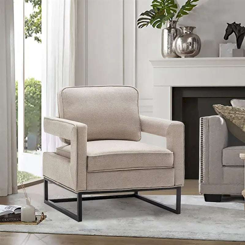 Poltrona moderna con braccioli, poltrona imbottita in stile Mid-Century per soggiorno