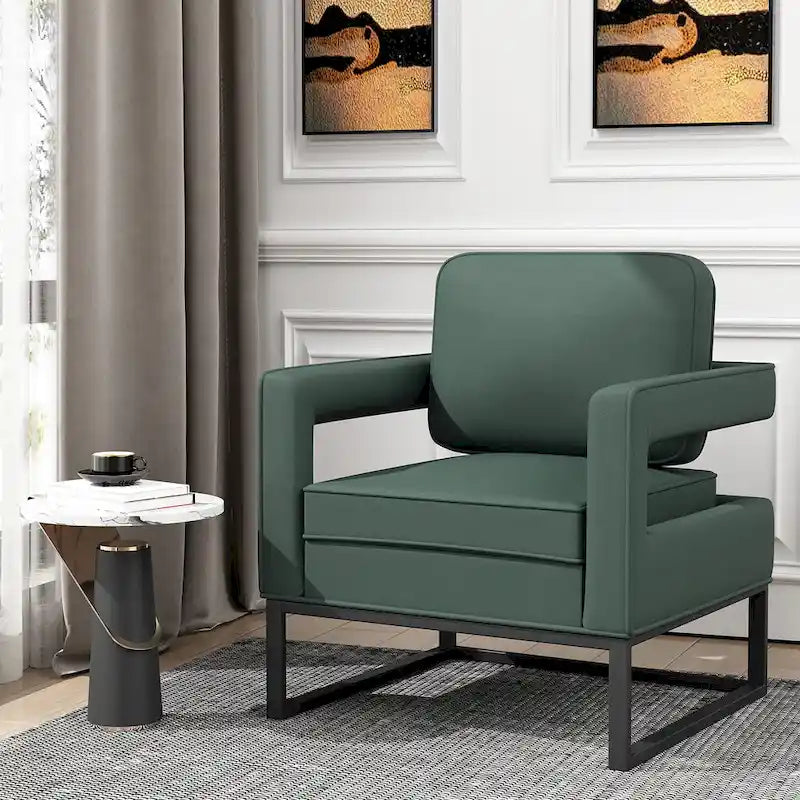 Poltrona moderna con braccioli, poltrona imbottita in stile Mid-Century per soggiorno