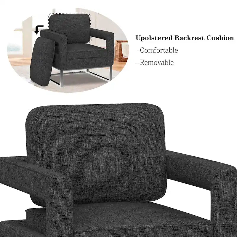 Poltrona moderna con braccioli, poltrona imbottita in stile Mid-Century per soggiorno