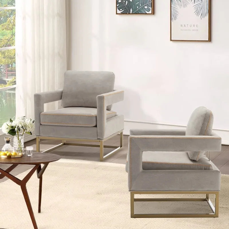 Poltrona moderna con braccioli, poltrona imbottita in stile Mid-Century per soggiorno