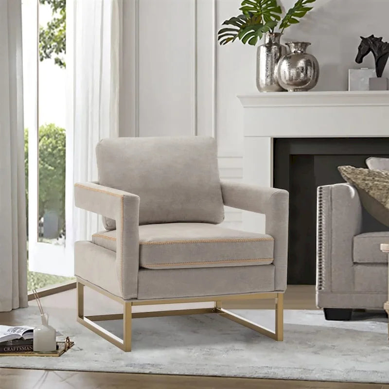 Poltrona moderna con braccioli, poltrona imbottita in stile Mid-Century per soggiorno