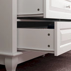 Comodino a 9 cassetti con gambe in legno massello, cassettiera laccata