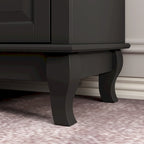Comodino a 9 cassetti con gambe in legno massello, cassettiera laccata