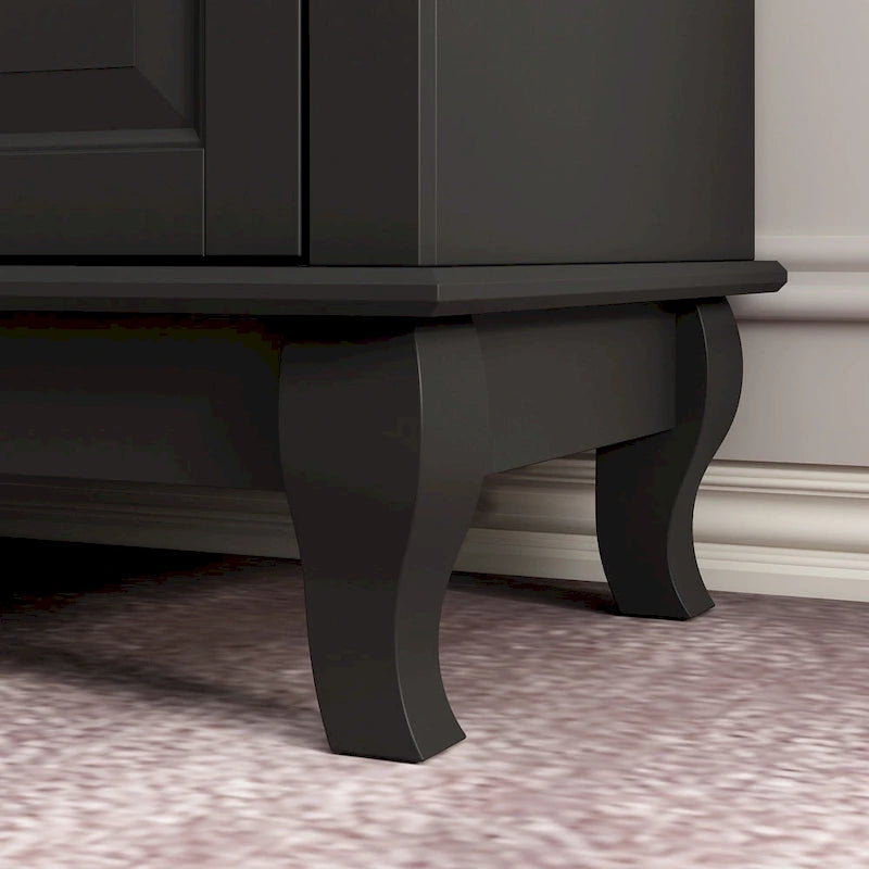 Comodino a 9 cassetti con gambe in legno massello, cassettiera laccata