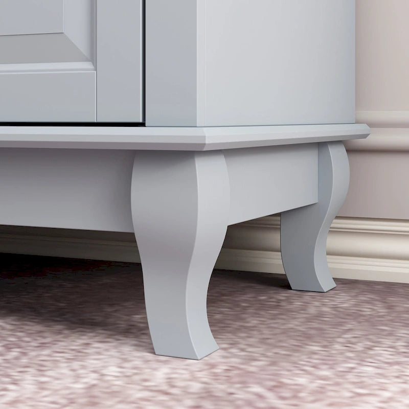 Comodino a 9 cassetti con gambe in legno massello, cassettiera laccata