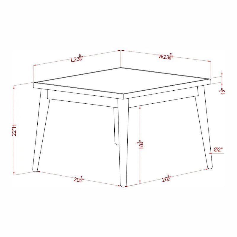 Tavolino da salotto in legno massello di noce Mid-Century, 60 cm