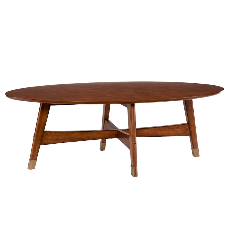 Tavolino da Caffè Ovale in Legno Stile Mid-Century Modern – Tavolino da Centro per Soggiorno